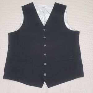 J.Ferrar Slim Fit Suit Vest Waistcoat Pinstripe Grey Black Size M